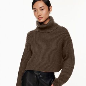New Chunky Brown Cropped Turtleneck Sweater